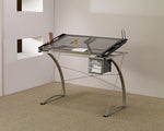 Melo Contemporary Smoke Glass/Silver Metal Drafting Desk