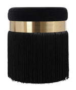 Melody Black Velvet Tasseled Ottoman