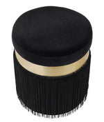 Melody Black Velvet Tasseled Ottoman