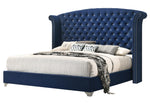 Melody Pacific Blue Velvet Cal King Bed (Oversized)
