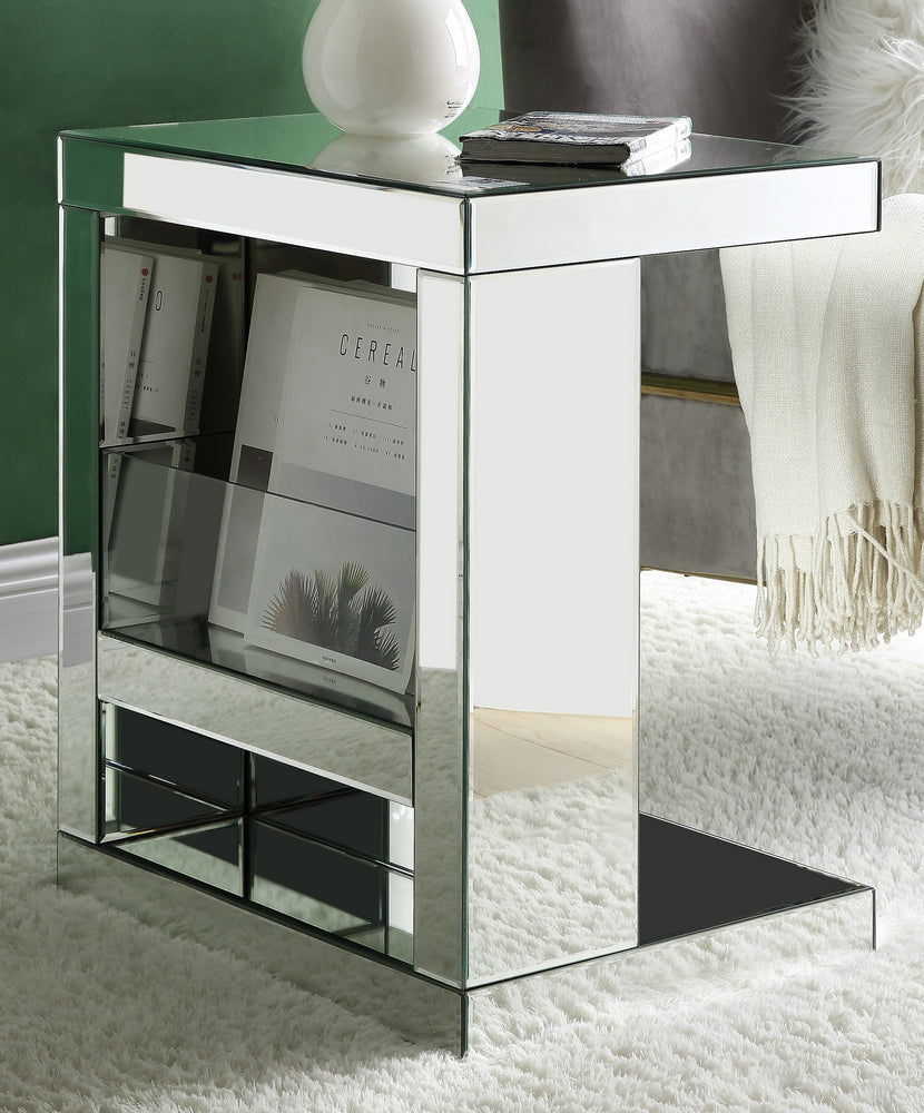 Meria Mirrored/Clear Glass Accent Table