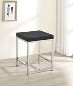 Afshan Dark Grey Leatherette/Chrome Metal Vanity Stool