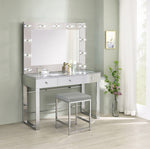 Umbridge Light Grey Leatherette/Chrome Metal Vanity Stool