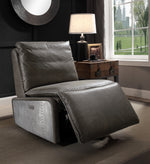 Metier Gray Leather/Metal Power Recliner