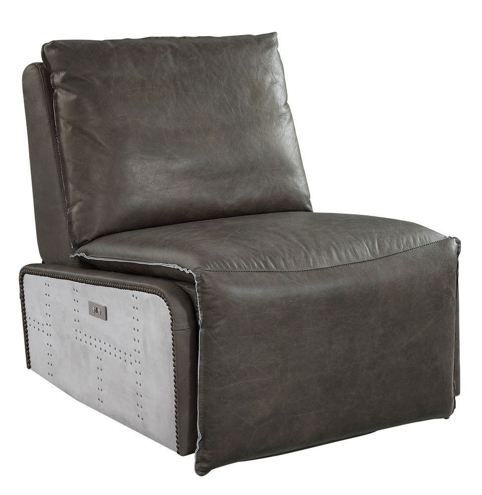 Metier Gray Leather/Metal Power Recliner