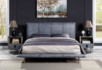 Metis Gray Top Grain Leather Queen Bed