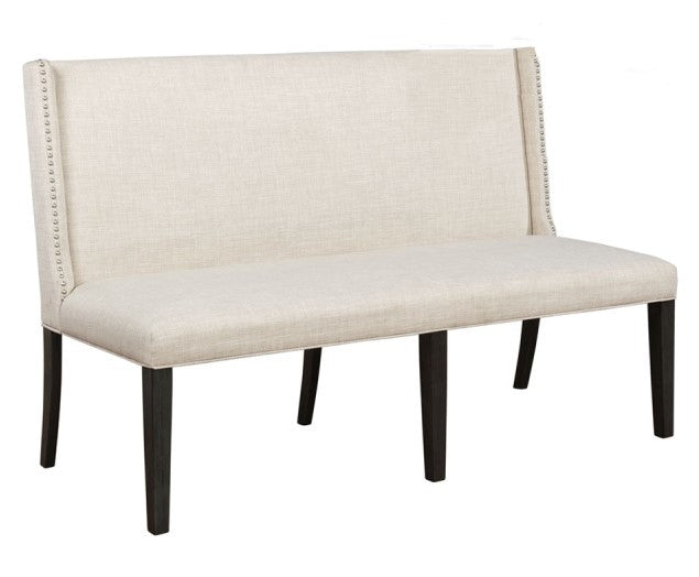 Mia Beige Linen/Rustic Black Wood Dining Bench