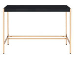 Midriaks Black Wood/Gold Metal Writing Desk with USB