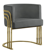 Mileva Gray Velvet Fabric/Gold Arm Chair