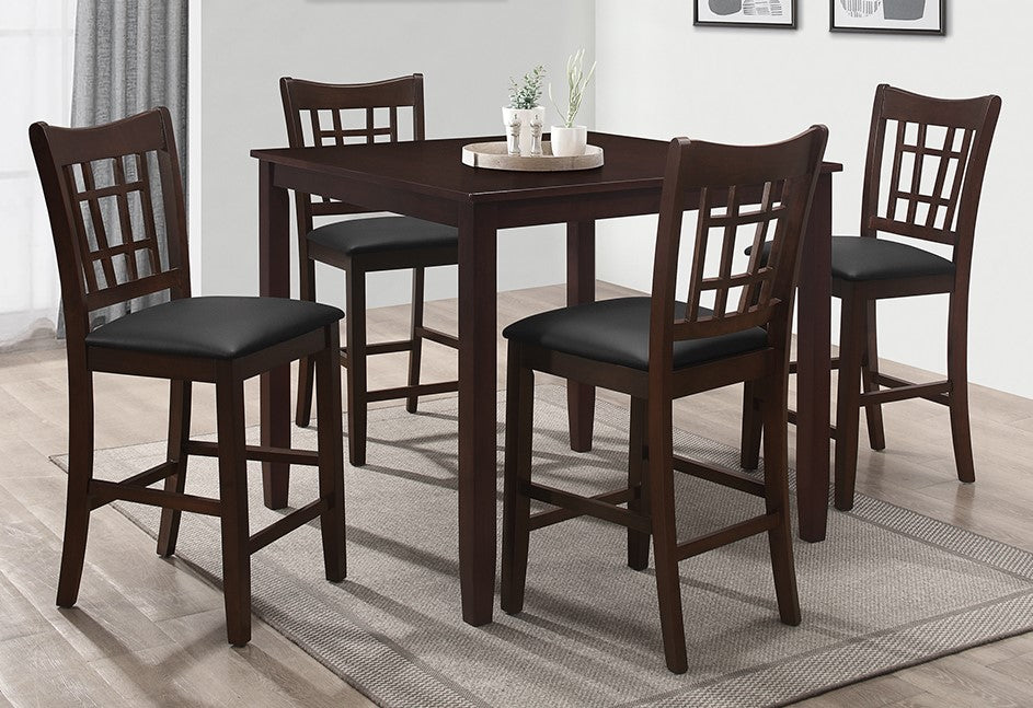Mira 5-Pc Espresso Counter Height Table Set