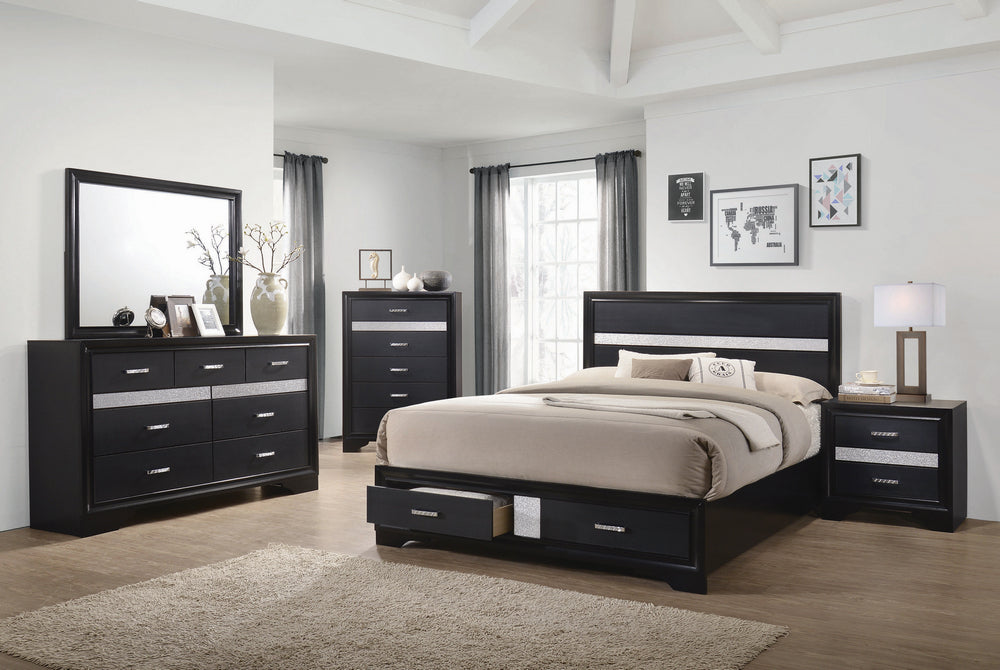 Miranda 5-Pc Black Wood King Bedroom Set