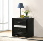 Miranda Black Wood 2-Drawer Nightstand