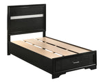 Miranda Black Wood Fully Slatted Twin Storage Bed