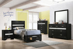 Miranda Black Wood Fully Slatted Twin Storage Bed