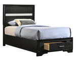 Miranda Black Wood Fully Slatted Twin Storage Bed