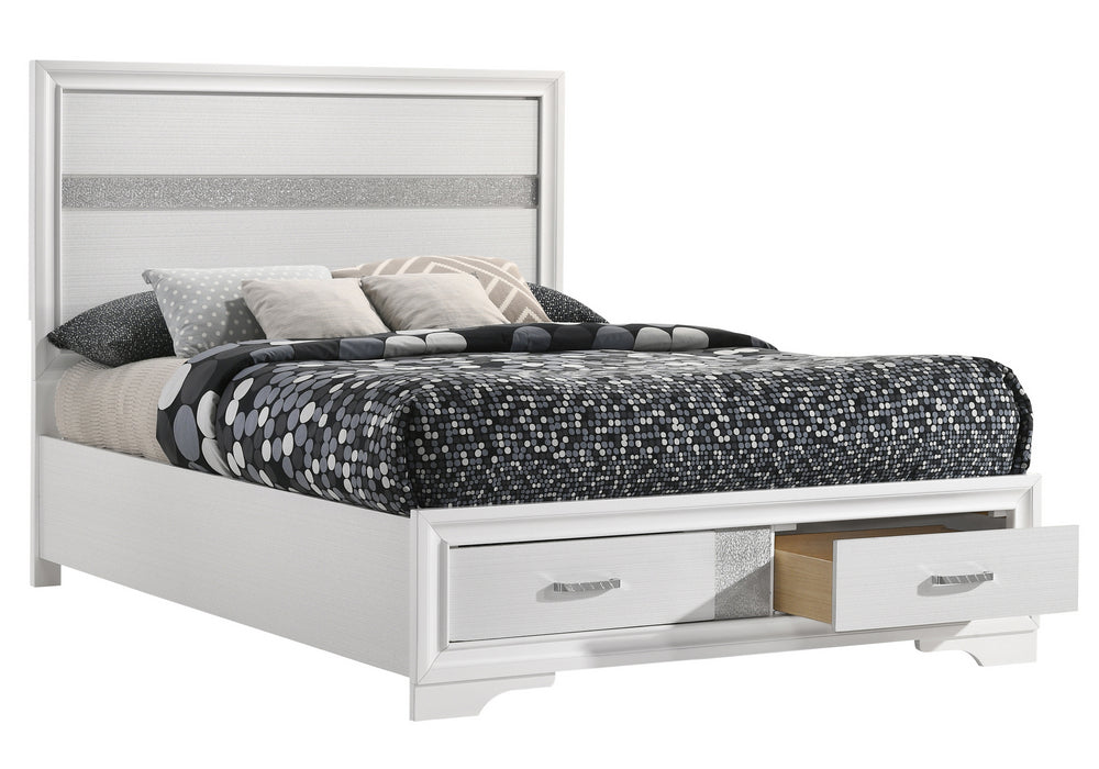 Miranda White Wood Fully Slatted Full Storage Bed