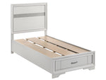 Miranda White Wood Fully Slatted Twin Storage Bed