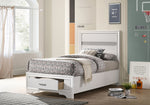 Miranda White Wood Fully Slatted Twin Storage Bed