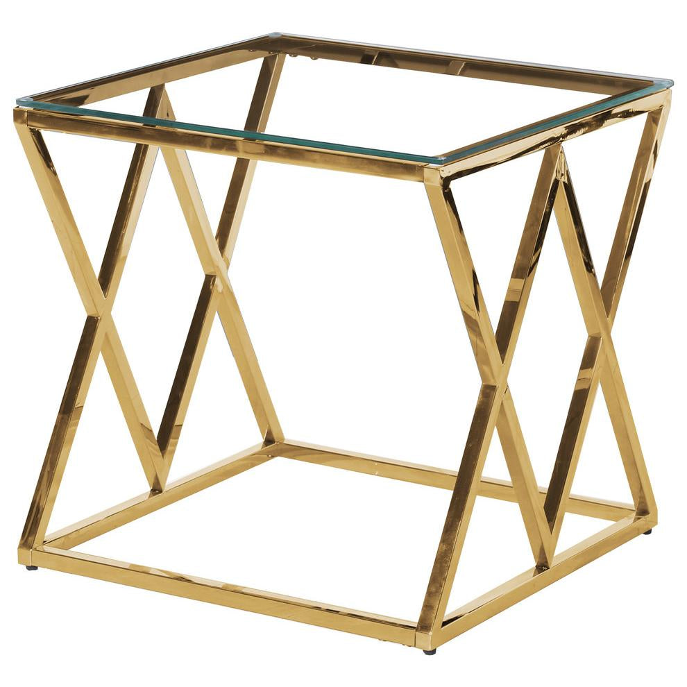 Mirka Clear Glass/Gold Plated Metal End Table