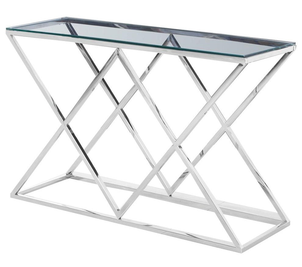 Mirka Clear Glass/Silver Metal Sofa Table
