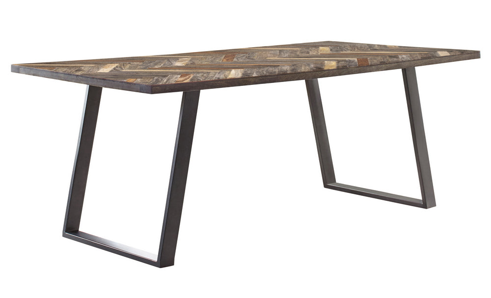 Misty Grey Sheesham Wood/Gunmetal Metal Dining Table