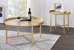 Mithea Oak Wood/Gold Metal Coffee Table with Tray Top