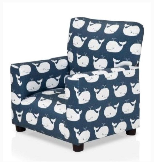 Mobee Navy w/Whale Patterns Fabric Kids Chair