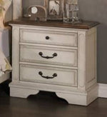 Moerani White Wood 3-Drawer Nightstand