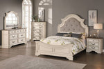 Moerani White Wood/Gray Fabric Cal King Bed (Oversized)