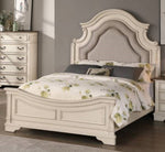 Moerani White Wood/Grey Fabric Cal King Bed (Oversized)