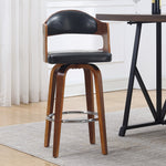Mona Brown Wood/Black Faux Leather Counter Height Stool