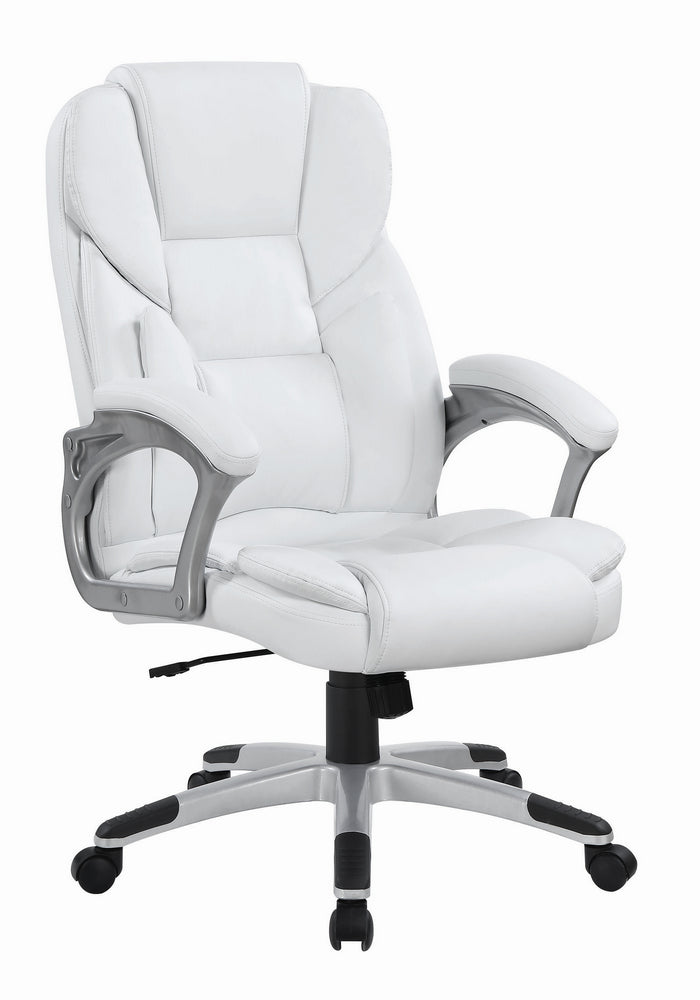 Montse White Leatherette Adjustable Office Chair