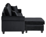 Monty Black Velvet Fabric Reversible Sectional Sofa