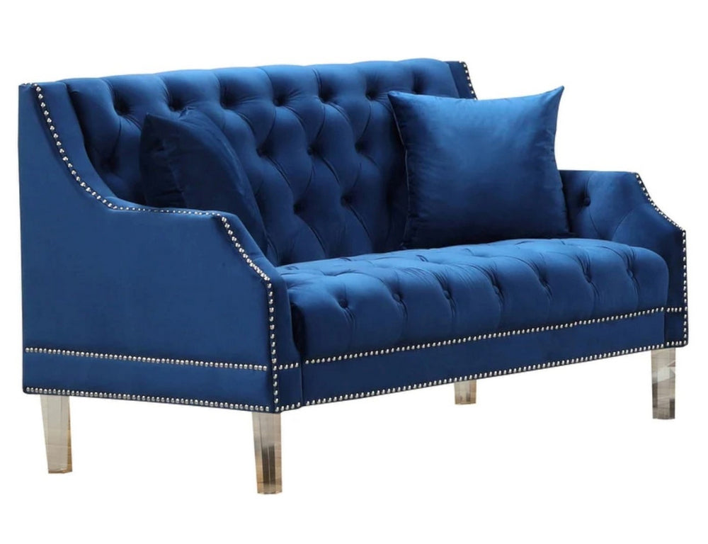 Mora 2-Pc Blue Velvet Sofa Set