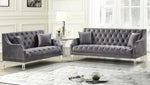 Mora 2-Pc Grey Velvet Sofa Set