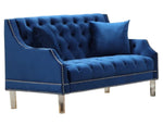 Mora 3-Pc Blue Velvet Sofa Set