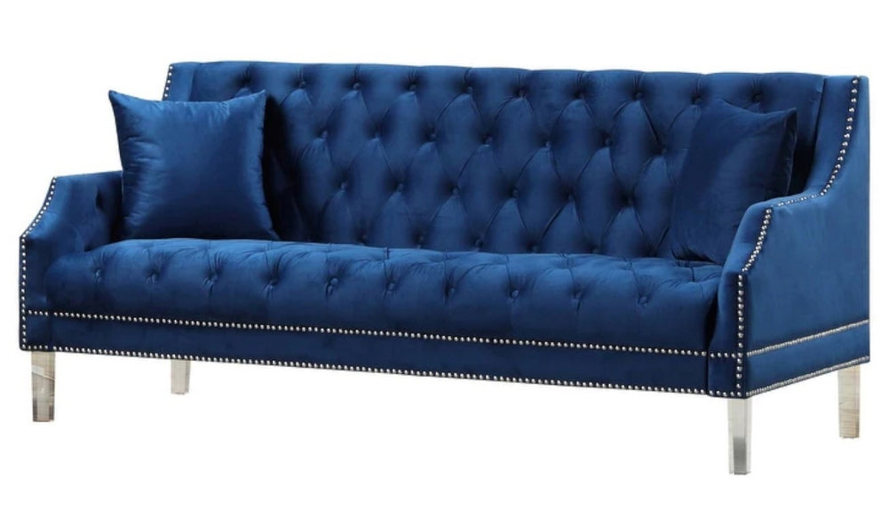 Mora Blue Velvet Tufted Sofa