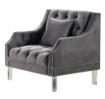 Mora Grey Velvet Tufted Chair