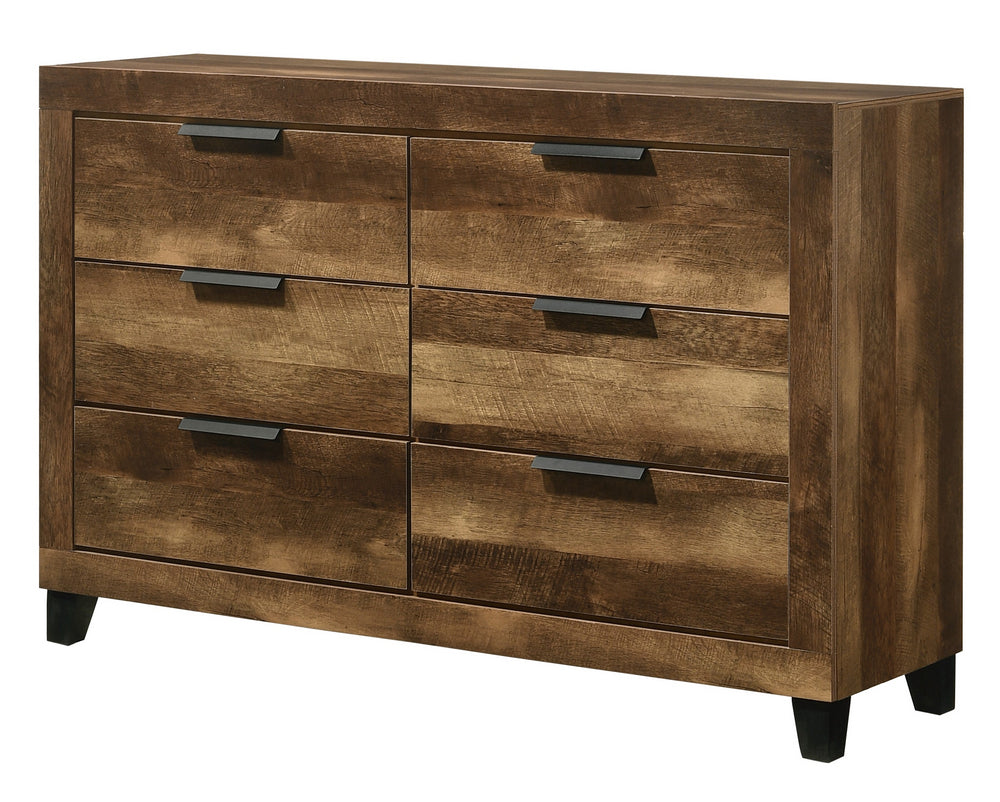 Morales Rustic Oak Wood 6-Drawer Dresser