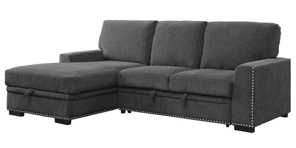 Morelia 2-Pc Charcoal Fabric LAF Sectional Sofa Bed