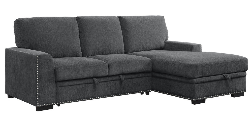 Morelia 2-Pc Charcoal Fabric RAF Sectional Sofa Bed