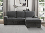 Morelia 2-Pc Charcoal Fabric RAF Sectional Sofa Bed