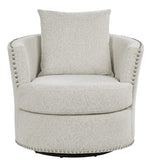 Morelia Beige Chenille Fabric Chair with Nailhead Trim