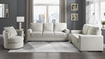 Morelia Beige Chenille Fabric Loveseat with Nailheads