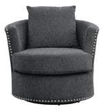 Morelia Charcoal Chenille Fabric Chair with Nailheads