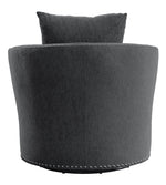 Morelia Charcoal Chenille Fabric Chair with Nailheads