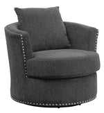 Morelia Charcoal Chenille Fabric Chair with Nailheads