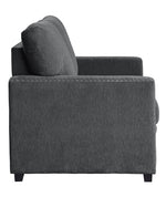 Morelia Charcoal Chenille Fabric Loveseat w/ Nailheads