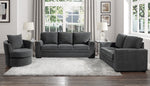 Morelia Charcoal Chenille Fabric Loveseat w/ Nailheads