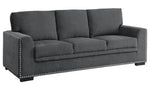 Morelia Charcoal Chenille Fabric Sofa with Nailheads